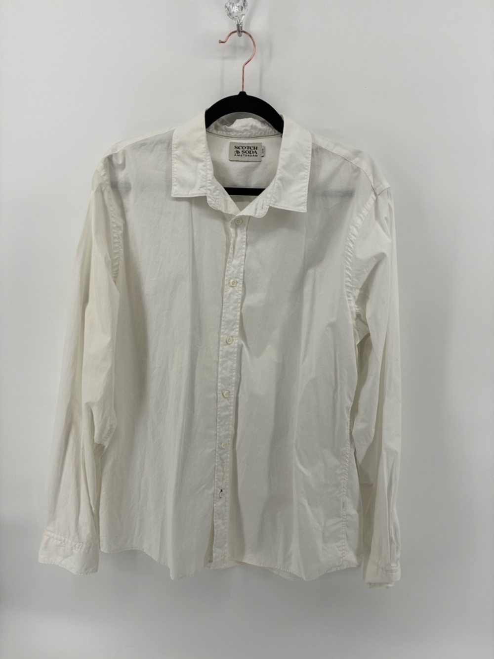 Classic Slim Fit White Button-Up Shirt - Scotch & Soda